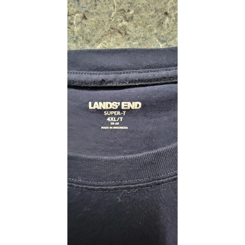 LANDS' END mens 4XL (58-60) Super-T‎ short sleeve SHIRT XXXXL navy blue COTTON